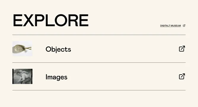 Nordiska Museet digital archive list, minimal, swiss, light