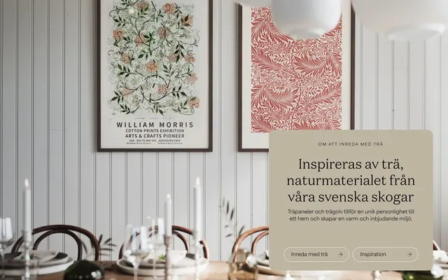 Norrlands Tr� interior lifestyle CTA, minimal, photographic, light