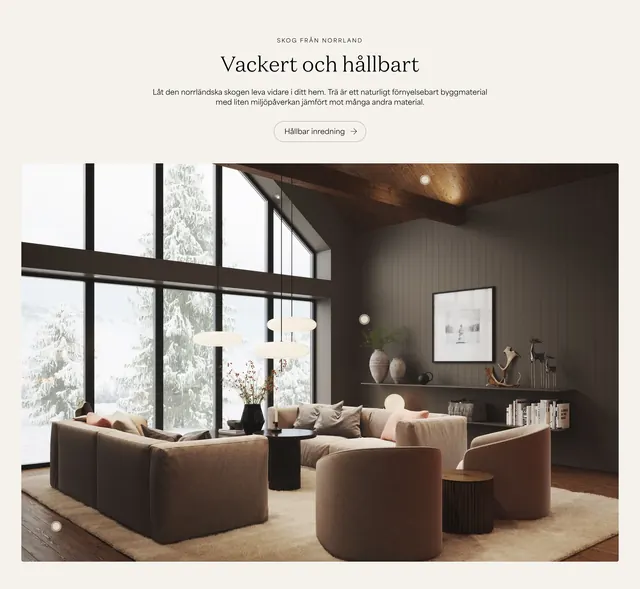 Norrlands Tr� sustainable interior hero, minimal, photographic, light