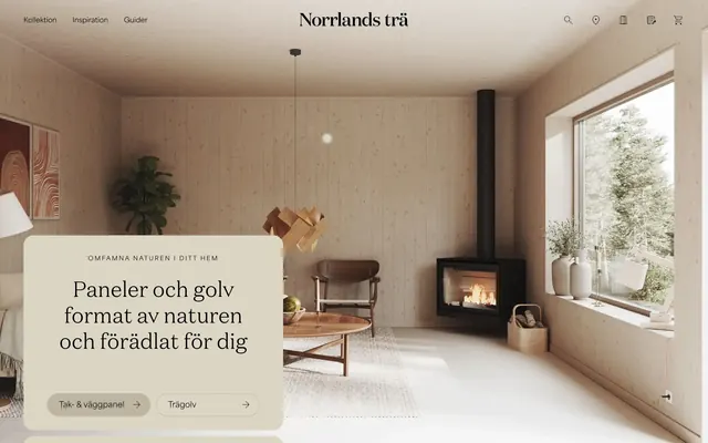 Norrlands Tr� wood products homepage hero, minimal, photographic, light