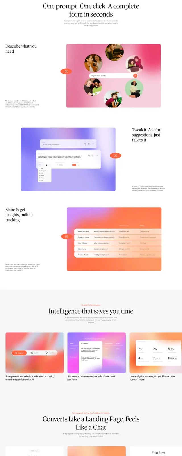 Nuraform AI Form Builder, gradient-heavy, minimal, vibrant