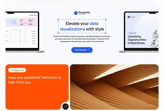 NutsDev project showcase CTA, minimal, boxed, light