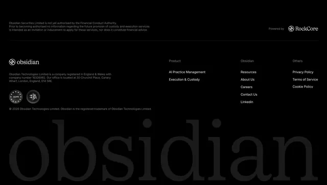 Obsidian regulatory footer, dark-mode, minimal, dark