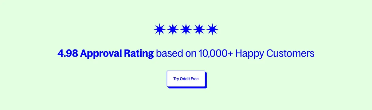 Oddit star-rating social proof CTA, minimal, light-mode, light