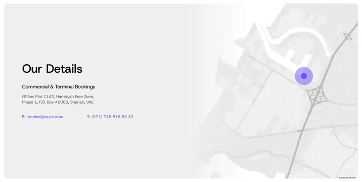 Oryxon location details with local map, minimal, light-mode, light
