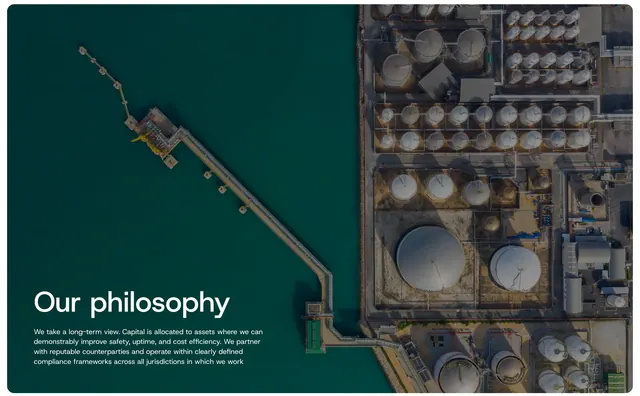 Oryxon philosophy aerial hero, minimal, corporate-clean, dark