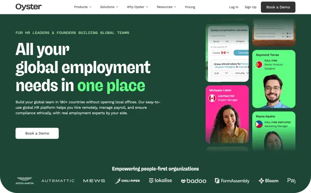 Oyster global employment hero, dark-mode, minimal, dark
