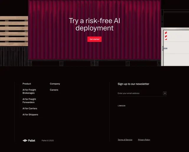 Pallet Footer Section, dark-mode, photographic, dark