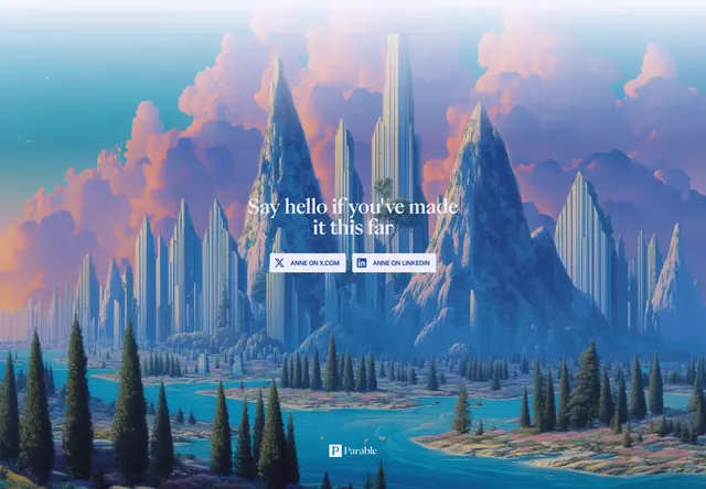 Parable surreal landscape CTA, illustrated, editorial, vibrant