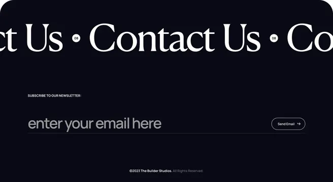Paradigm dark contact footer, dark-mode, minimal, dark