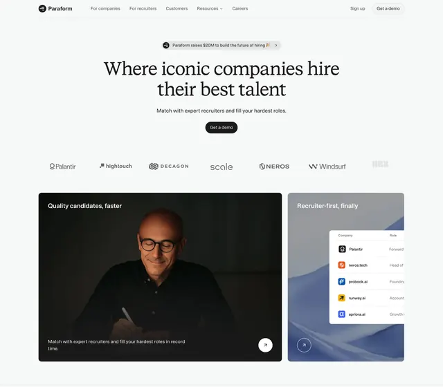 Paraform Hero Section, light-mode, minimal, light