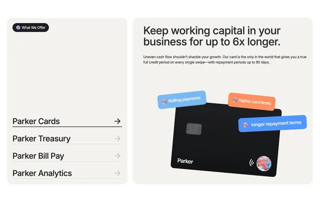 Parker what we offer tabbed feature pair, minimal, light-mode, light