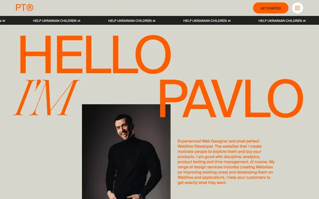Pash personal portfolio hero, minimal, editorial, light