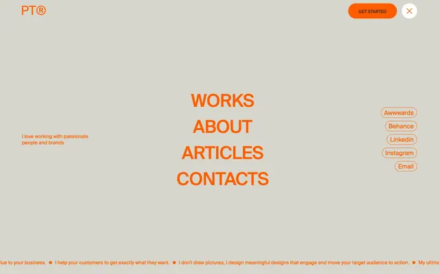 Pash expanded fullscreen navigation, minimal, editorial, light
