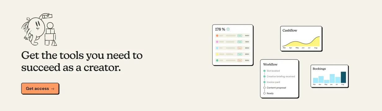 Passionfroot creator tools get-access CTA, minimal, light-mode, light