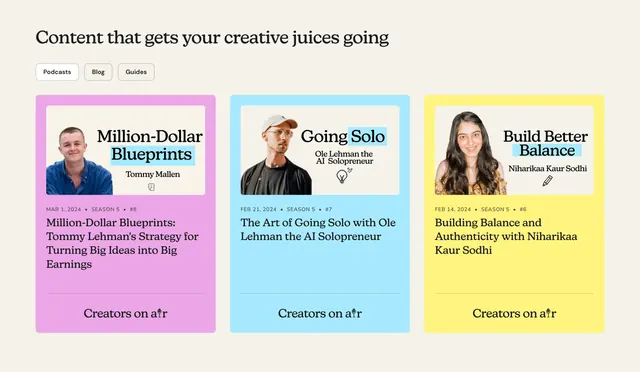 Passionfroot content grid, editorial, playful, light