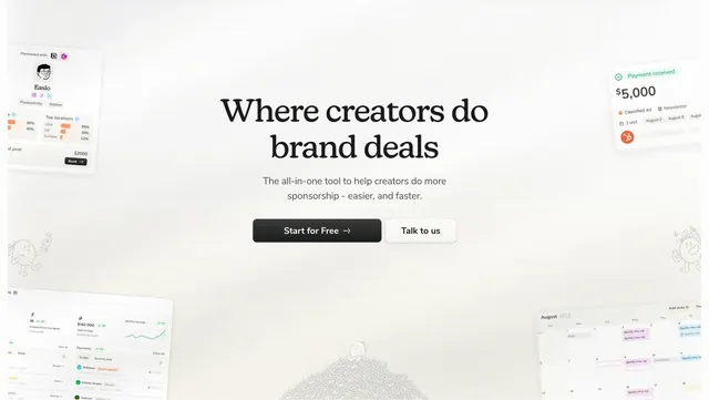 Passionfroot creator hero with floating UI, minimal, light-mode, light