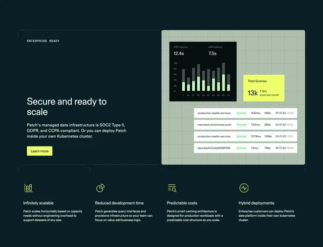 Patch enterprise-ready feature section, dark-mode, minimal, dark