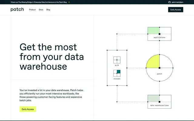 Patch data warehouse hero, minimal, technical, light