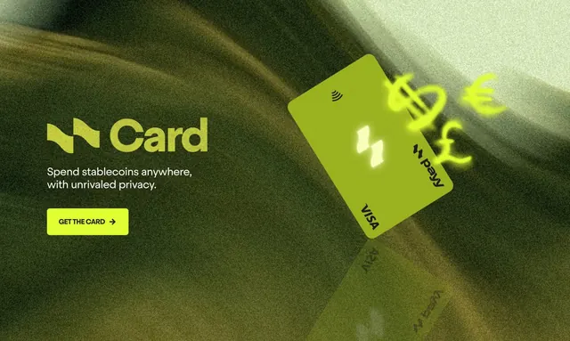 Payy Card hero CTA with floating Visa, dark-mode, gradient-heavy, dark