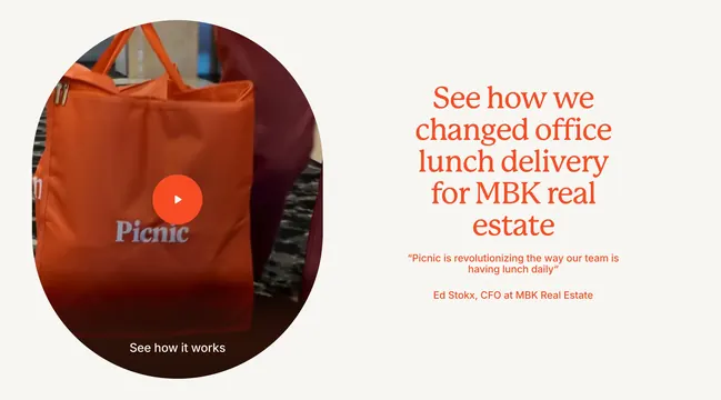 Picnic circular video testimonial, minimal, editorial, light