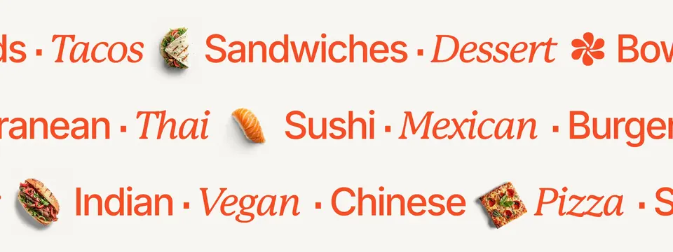 Picnic food variety scrolling ticker, editorial, minimal, light