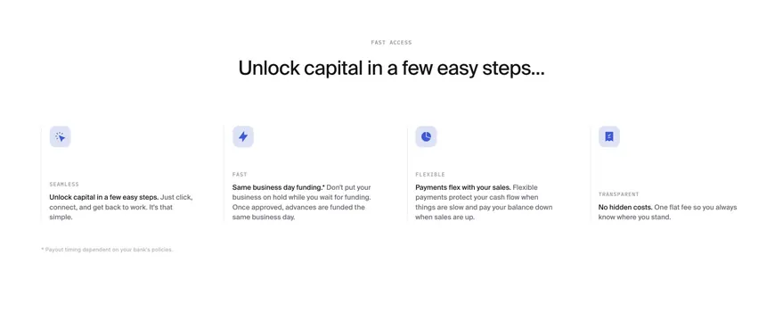 Pipe four-step capital unlock features, minimal, light-mode, light