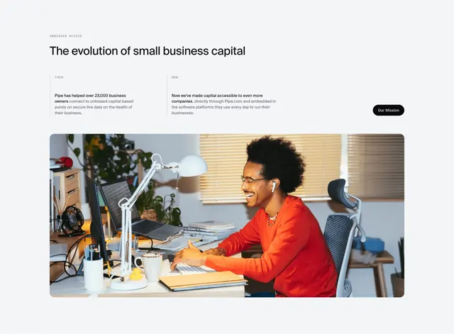 Pipe then-now capital evolution story, minimal, light-mode, light