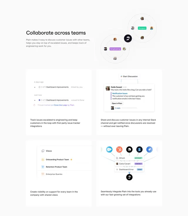 Plain cross-team collaboration grid, minimal, light-mode, light