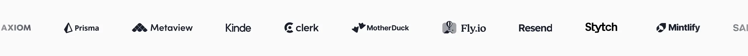 Plain customer logo strip, minimal, light-mode, light