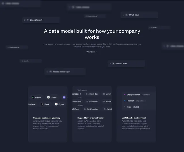 Plain configurable data model section, dark-mode, minimal, dark