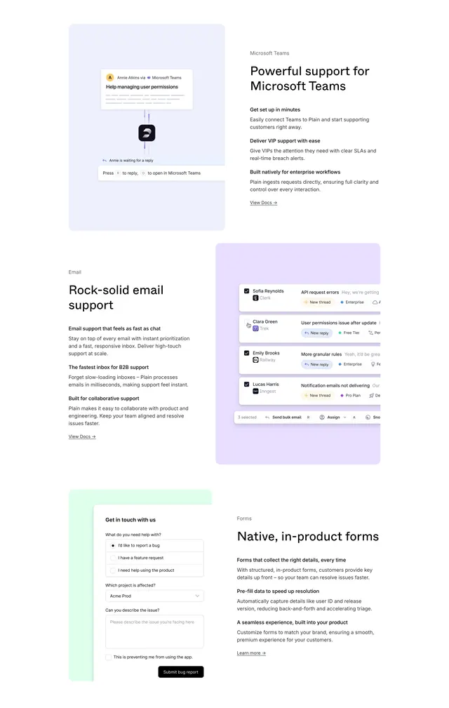 Plain channel integration feature stack, minimal, light-mode, light