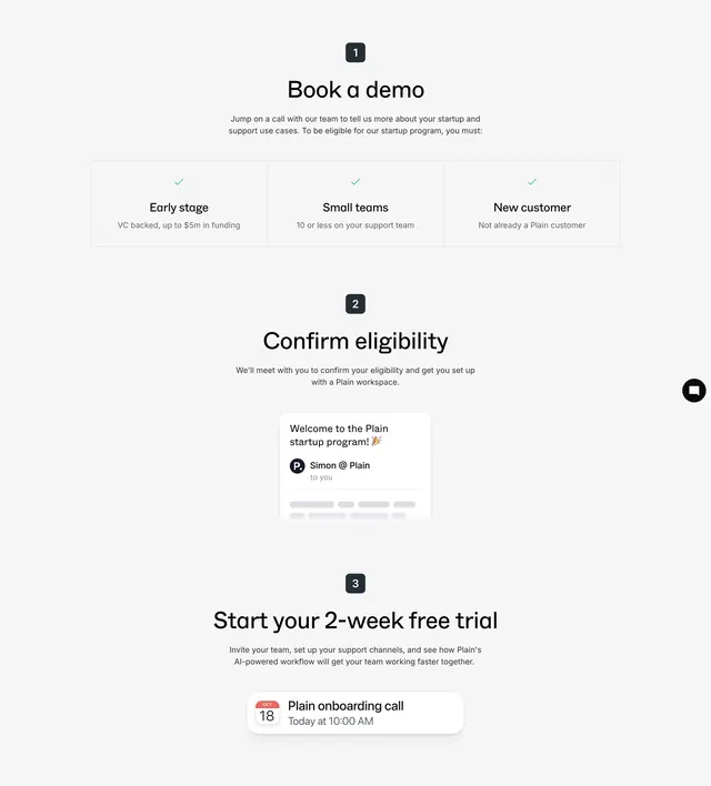 Plain startup program steps, minimal, light-mode, light
