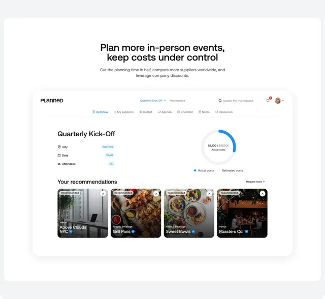 Planned dashboard product showcase, minimal, light-mode, light