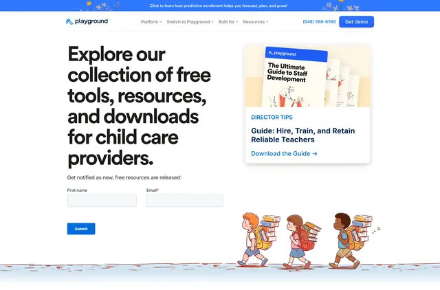 Playground education resources hero, minimal, illustrated, light