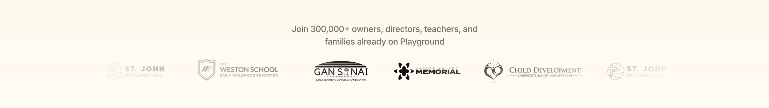 Playground social proof logo cloud strip, minimal, light-mode, light