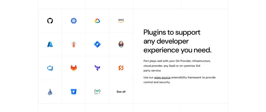 Port Integrations Section, light-mode, minimal, light