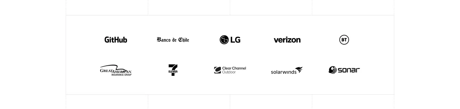 Port logo wall, two rows of five, minimal, light-mode, light