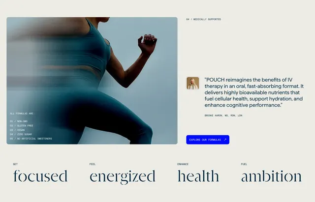 Pouch medical expert testimonial feature, minimal, light-mode, light