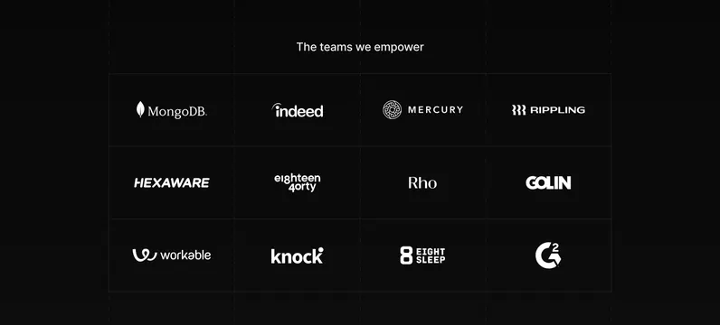 Profound dark logo grid, four by three with rules, dark-mode, minimal, dark