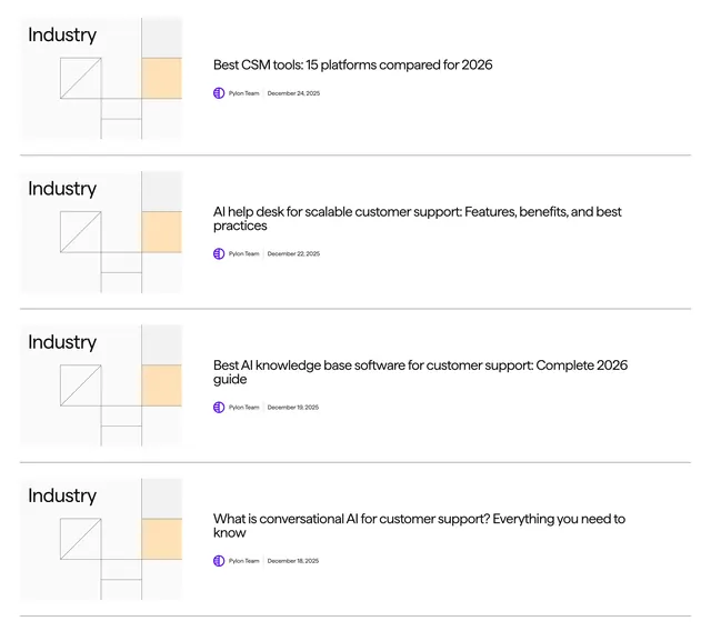 Pylon industry blog list, minimal, light-mode, light