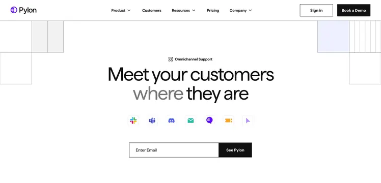 Pylon omnichannel support product hero, minimal, light-mode, light