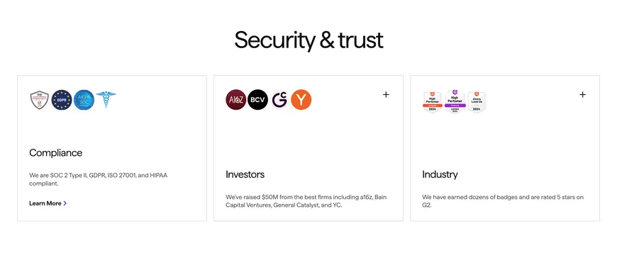 Pylon security and trust feature cards, minimal, light-mode, light