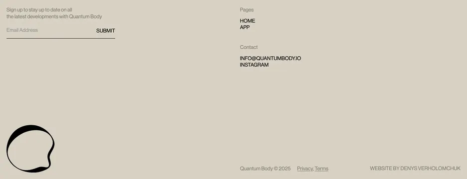 Quantum Body minimal footer, minimal, light-mode, light