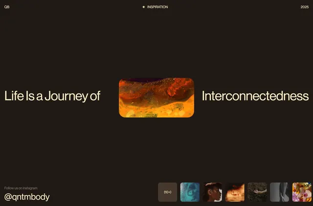 Quantum Body inspiration hero, editorial, dark-mode, dark
