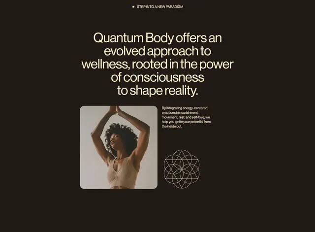 Quantum Body mission intro, editorial, dark-mode, dark