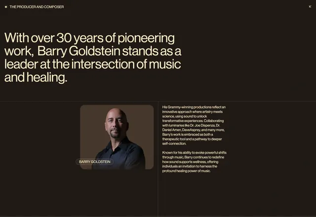 Quantum Body Barry Goldstein bio, minimal, editorial, dark