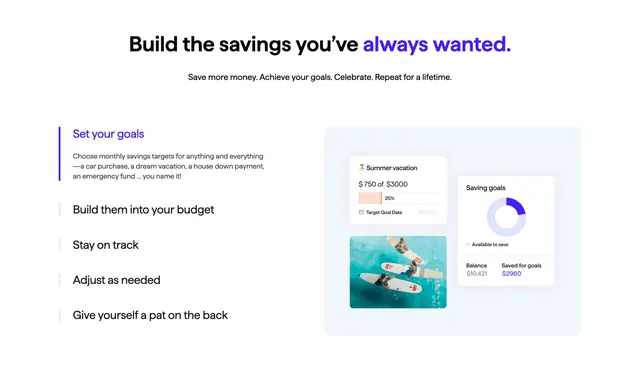 Quicken goals savings feature tabs, minimal, light-mode, light