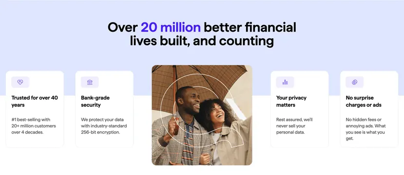Quicken trust benefits grid, minimal, light