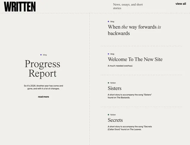 Radical Face WRITTEN blog index, editorial, minimal, light